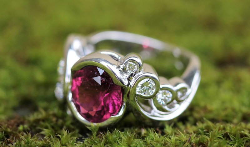 custom jewelry designed ring with pink sapphire